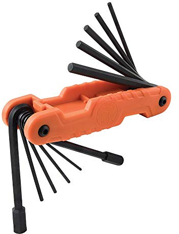 KLEIN TOOLS 70550 - Juego de llaves hexagonales, 11 tamaños SAE, herramienta de llave Allen plegable resistente con llaves hexagonales extralargas, color naranja