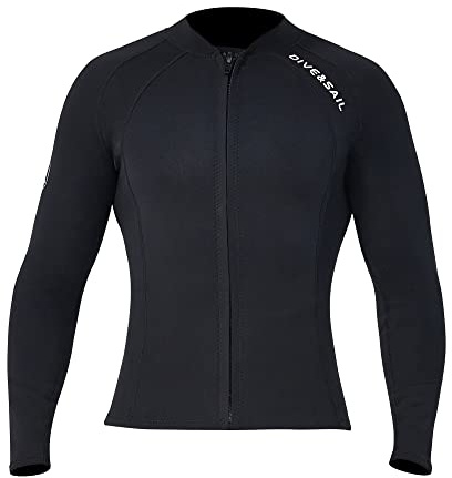 EUPTE 2mm Neoprene Wetsuits Women/Men Long Sleeve Jacket UPF50+ UV Protection Diving Skin Suit Top for Scuba Diving Snorkeling Surfing Swimming Black (Men, 2XL)