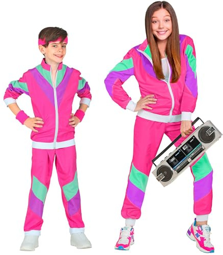 W WIDMANN MILANO Party Fashion - Costume pour enfant survêtement, veste et pantalon, tenue des années 80, survêtement de jogging pour le carnaval et les fêtes