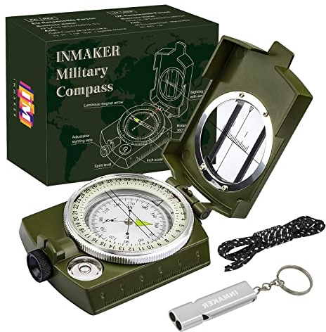 INMAKER Compass, Compass Hiking with Survival Whistle, Luminous Gift for Kids, Apply to Outdoor Survival, Camping and Navigation