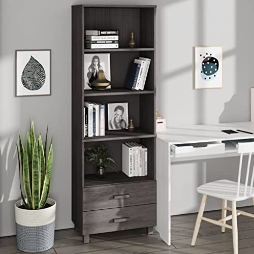 INLIFE Highboard Hellgrau 60x35x180 cm Massivholz Kiefer