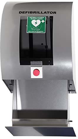 MedX5 Teca per Defibrillatore, Armadietto per Defibrillatori, Uso Esterno, pensile con riscaldamento, allarme, illuminazione, ventilazione e IP55, Adatto a tutti i Defibrillatori, Made in Germany