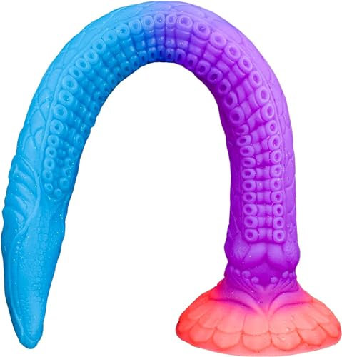 45cm leuchtender Analplug Super langer Tentakel Dildo Analdildo, weicher Silikon Buttplug Drachen Dildo mit starkem Saugnapf Prostata Stimulation Anus Dilator Sexspielzeug für Frauen Männer