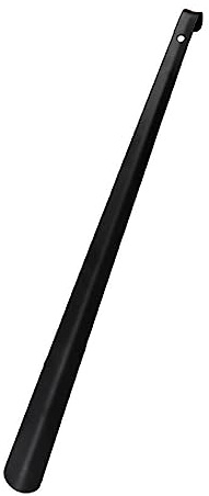 Bayli Calzador de 80 cm de acero inoxidable, extralargo, en negro, de metal, diseño estable, elegante calzador de metal para botas, Negro