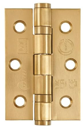 Eclipse Steel Ball Bearing Door Hinges, 3 Inch 75mm, Grade 7 Fire Rated, One Pair & Screws (Satin Brass)