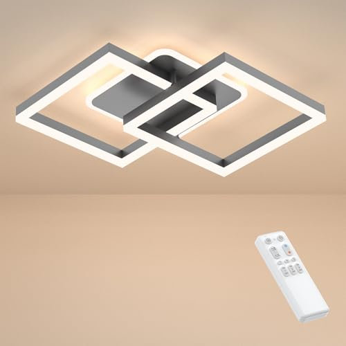 ANTENLICHT plafoniera led soffitto moderna plafoniera salotto Dimmerabile, 40W 3600LM Lampada da Soffitto, Funzione di Memoria, per Soggiorno, Camera da Letto, Sala da Pranzo, grigio 65x42x12cm