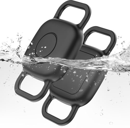 DDJ Dog Collar Holder for Tile Life360 Mate(2024)2022 Bluetooth Tracker, 2-Pack Waterproof Silicone Cover Full-Body Protective Case for Tile Tracker Cat Collar, Ultra Durable, Scratch Resistant, Black