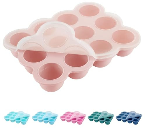 Contenitore per alimenti per bambini in silicone, con coperchio in silicone, senza BPA, perfetto per alimenti fatti in casa, verdure, cubetti di ghiaccio, purea di frutta e latte materno