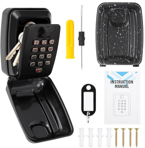 Key Safe Wall Mounted Outdoor, Heavy Duty 12 Digit Combination Key Lock Box