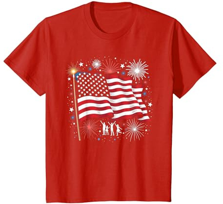 Étoiles, Rayures et cierges Magiques T-Shirt, Enfant, Rouge, 3 Ans