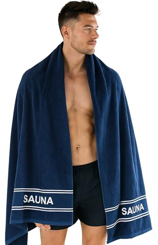 Morgenstern Saunahandtuch XXL 80x200 cm 100% Baumwolle Sauna Handtuch Badetuch Groß für Damen und Herren Frottee Oeko Tex Standard 100 Marine Blau