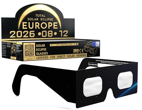 Absolute Eclipse Orbiter Solar Eclipse Glasses Bulk Wholesale – ISO 12312-2 testade och CE-certifierade – EU-tillverkare – 100-PACK Wholesale Pack – 2026 Eclipse Europe