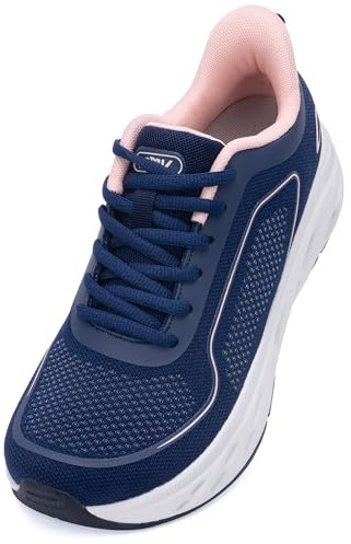 GyeBea Wide Toe Box Shoes Women Arch Support Walking Sneakers for Plantar Fasciitis Wide Orthotic Tennis Shoes for Pain Relief BluePink Size 8.5