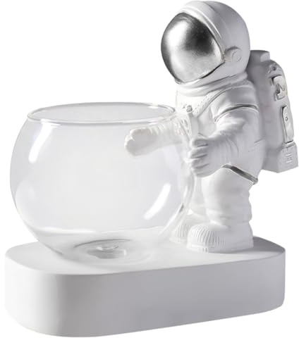 AZIDWERYQ Vas nordisk modern stil blomsterarrangemang glas transparent kreativ enkel för vardagsrum kontorsdekoration (Astronaut silver) LED hydroponisk vas