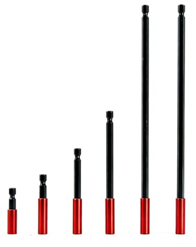 Set di Prolunghe Con Presa Esagonale da 6 Pezzi, Rosso, Estensione Della Punta da Trapano, Barre di Prolunga Per Avvitatore A Percussione (50 mm, 60 mm, 100 mm, 150 mm, 300 mm)