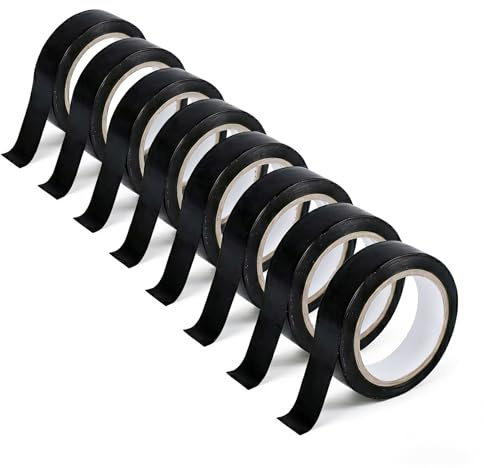 Carehabi 10 Rouleaux Ruban Isolant Électrique Noir (15.5mm x 10m) | Ruban Adhésif PVC Étanche & Ignifuge Chaterton Professionnel pour Réparation de Câbles, Gaine & Bricolage