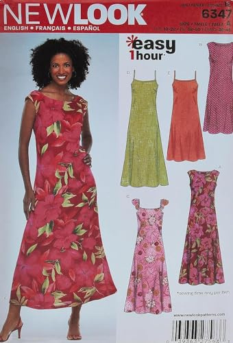 New Look N6347 Women's Dress Sewing Pattern, Length & Sleeve Variations, Sizes 10-22