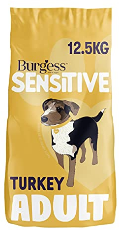 Burgess Sensitive Hypoallergenic Dog Food Adult British Turkey and Rice 12.5kg, transparent