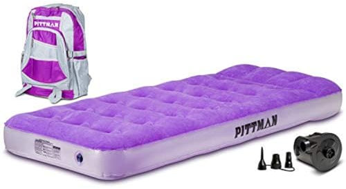 Pittman Outdoors Kids Twin Air Mattress, Electric Pump, Patch Kit, Purple