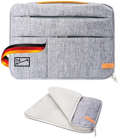 SCOPE -5750- Laptop Tasche 14 Zoll Notebook Sleeve Case Hülle mit Zubehör Fächern, Laptoptasche Schutzhülle mit Fleece Innen Tasche für Netbook MacBook IPad Lenovo Yoga Surface