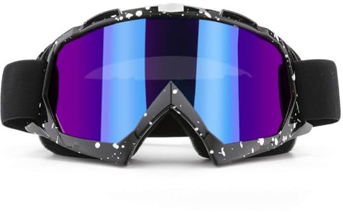 SPOSUNE Motorradbrille, ATV Dirt Bike Off Road Racing MX-Fahrbrille Anti-Scratch Staubdicht Biegbar UV400 Brille Gepolstert Weicher Dicker Schaumstoff, Verstellbarer Riemen Erwachsenen-Motocross