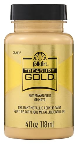 Plaid PE5541 Folk Art Treasure Gold Acrylic Craft Paint, Mayan Gold, 2oz