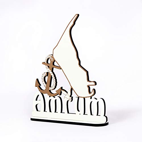 Aufsteller Insel Amrum - Schild zum Hinstellen - Anker Möwe Dekoschild