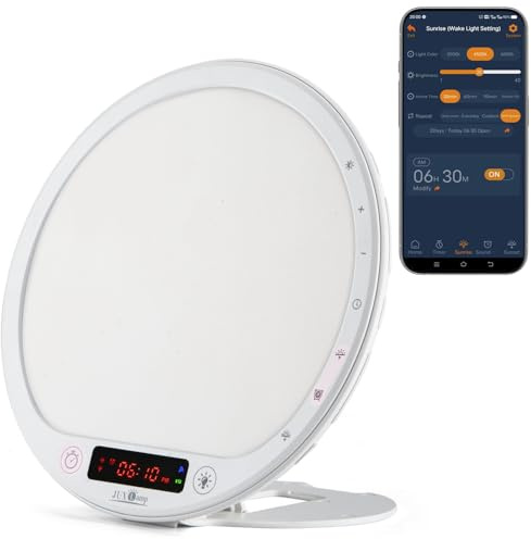 JUXLamp® Wake up Light Therapy Sunrise Alarm Clock 10000lux UV-Free Sun lamp Bio-Clock Adjustment Portable Multiple Natural Ambient Sounds (PSP-01)
