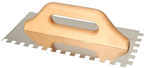 KOTARBAU® Truelle dentée en acier inoxydable 280 x 130 mm 10 x 10 mm avec manche en bois