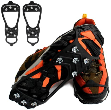 Spikes Für Schuhe Winter - Steigeisen - Schuhspikes Schuhkrallen - Ice Klampen Steigeisen Mit 8 Edelstahl Spikes - rutschfest Grödel Eisspikes Schneekette Für Klettern Bergsteigen TrekkingA (L)