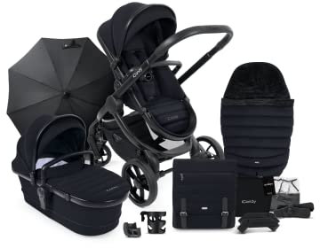 iCandy Peach 7 Komplettpaket mit Tasche, Fußsack, Sonnenschirm, Regenschutz, Autositzadapter, Sonnenschutz und Becherhalter - Schwarz