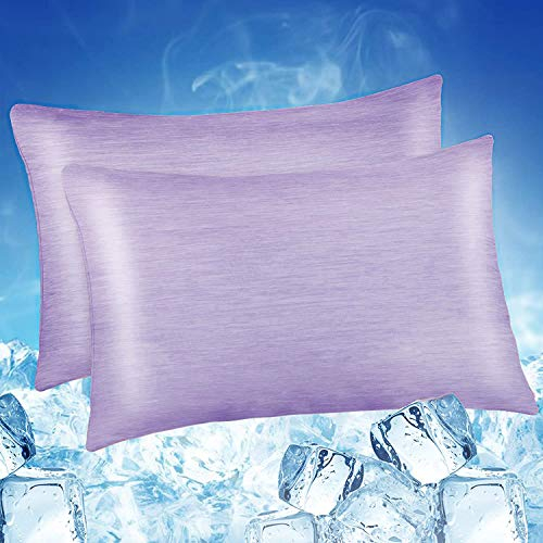 Luxear 2er Kühlender Kissenbezug 40x80cm für Nachtschweiß, Superweiche Kissenhülle, Japanische Arc-Chill Q-Max 0,5 Kühlfaser+100% Baumwolle, Atmungsaktiver Kopfkissenbezug, Versteckter Reißverschluss