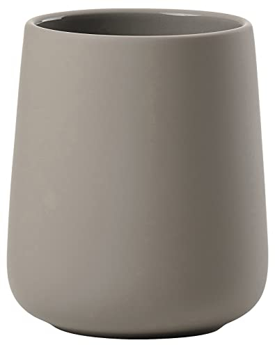 Zone Denmark Nova One Zahnputzbecher, Zahnbürstenbecher aus Keramik mit Soft Touch-Beschichtung, Durchm. 8 cm, Höhe 10 cm, Taupe