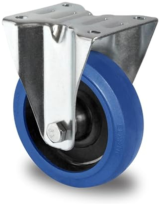 Bockrolle 125 mm Elastik Gummi Rolle Blue Wheels