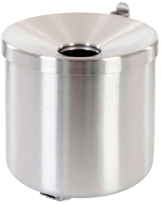 PROREGAL Runder Sicherheits-Wandaschenbecher mit Kippvorrichtung | 2 Liter, HxØ 16x16cm | Metall | Edelstahl | Silber