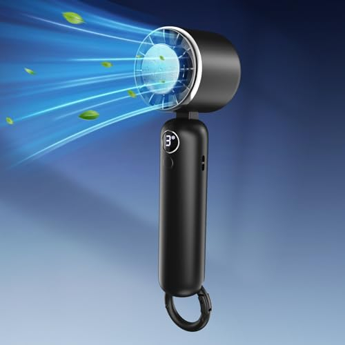 anysun Ventilateur Portable, Mini Ventilateur Portable, Ventilateur de Poche, 3 Vitesses, Batterie de 5000mAh, Affichage Numérique, Petit Ventilateur pour Femmes Hommes Voyages, Extérieur, Camping