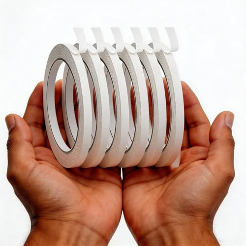 boeyeleny Nastro biadesivo sottile, 6 rotoli di nastro biadesivo sottile, per tessuto, nastro adesivo per cucito, artigianato, artigianato, fai da te, doppio lato da 6 mm x 6
