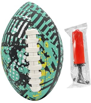 Oshhni Pallone da Rugby per Bambini, Calcio, con Pompa di gonfiaggio, Portatile, in Neoprene, Pallone da Football Americano, Calcio Acquatico per Piscina,