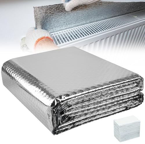 5 m x 0,6 m x 3,5 mm Film réfléchissant pour radiateur, film isolant pour fenêtre avec autocollant, double film isolant en aluminium, rétention de la chaleur pour toit, sol, plafond, garage
