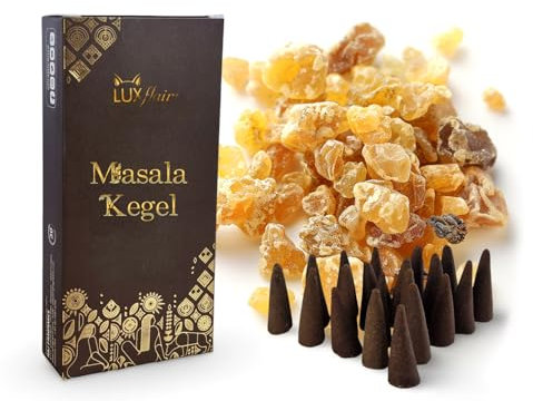 LUXflair Masala Räucherkegel Weihrauch (25 Räucherkerzen), 100% natürlich, mit fein gemahlenen Harzen. Authentisch & handgefertigt in Indien