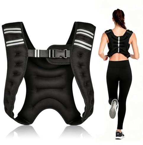 Suzmei Weight Vest 6.5lb /3KG with Reflective Stripes, Body Weight Vest for Men's, Women's Workouts, Strength Training, Running, Walking, Jogging, Cardio