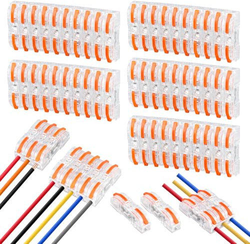 50 Pièces Connecteur Electrique, Raccord Electrique avec Levier de Commande Conducteurs Bilatéraux, Connecteur Electrique Rapide Combinables pour Câbles Connecter
