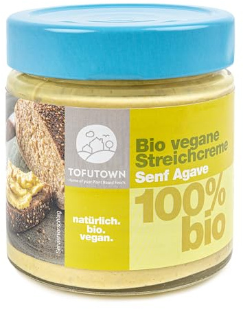 TofuTown Bio Veganer Brotaufstrich Streichcreme Senf Agave – 6x180g Vorratspack, 100% Bio, Made in Germany, Cremiger Aufstrich, Ohne Künstliche Zusatzstoffe, Ungekühlt haltbar, Vegane Aufstriche