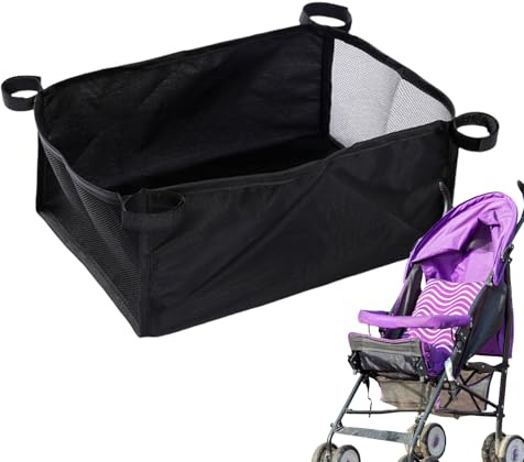 Soporte para cochecito de bebé, bolsa de malla para cochecito de bebé, organizador a prueba de fugas debajo para pañales, camping, viajes, paseos al aire libre | Portapañales inferior para biberones, pañales, viajes, camping, paseos, diario