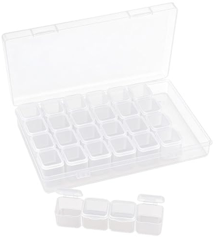 LianSinGo 28 Grids Art Storage Boxes, Diamond Embroidery Box, Diamond Accessories Crystal Storage Box Clear Bead Container for Beads Art DIY Crafts Jewelry