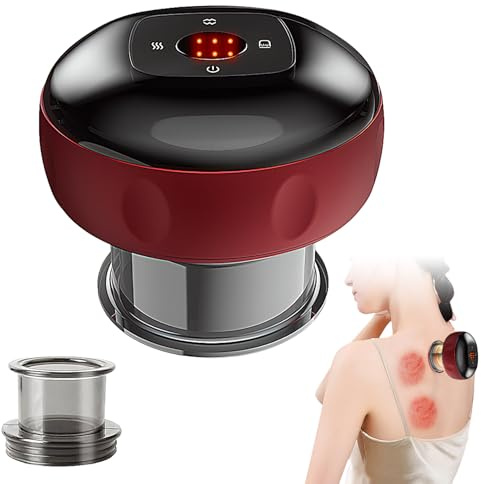 Ventosa Eléctrica para Masaje, Dispositivo de Masaje Inteligentes Masajeador con Mando a Distancia Set de Ventosas Gua Sha Vacío con 12 Niveles de Temperatura y Succión para Aliviar el Dolor Muscular