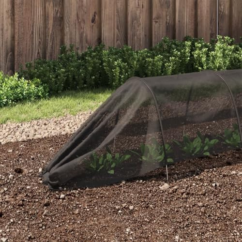 Nättunnel svart 300 x 50 x 48,5 cm stål och polyeten för växtskydd trädgårdsskydd mot insekter, fåglar, fukt och frost mulch barkmulch trämulch