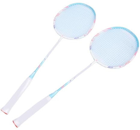Bewinner Badmintonracketset 2 Spelare Lättviktskolkomposit Bekväma Badmintonracketar för Utomhusnöjen med Familjen 2 Enheter