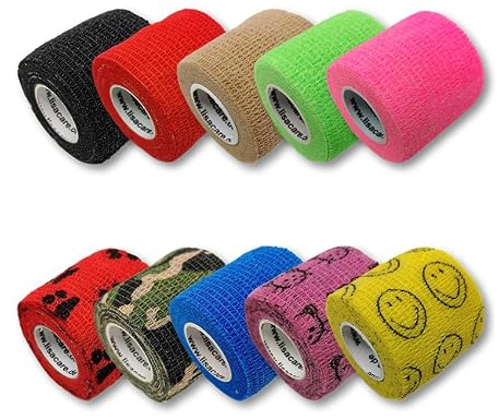 LisaCare Gipsförband, självhäftande fingerplåster - utan klister eller tuggummi - sårförband, styvt förband, plåster - 5 cm x 4,5 m - set med 10 st.