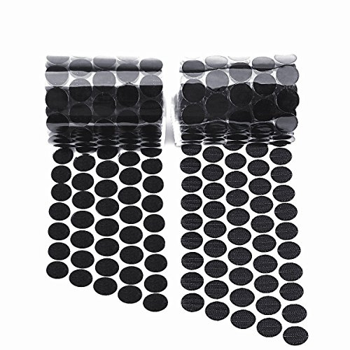 Self Adhesive Dots, Strong Adhesive 400pcs(200 Pairs) 0.59 inch Diameter Sticky Back Hook Nylon,Loop Strips with Waterproof Sticky Glue Tapes for Classroom, Office, Home(Black)
